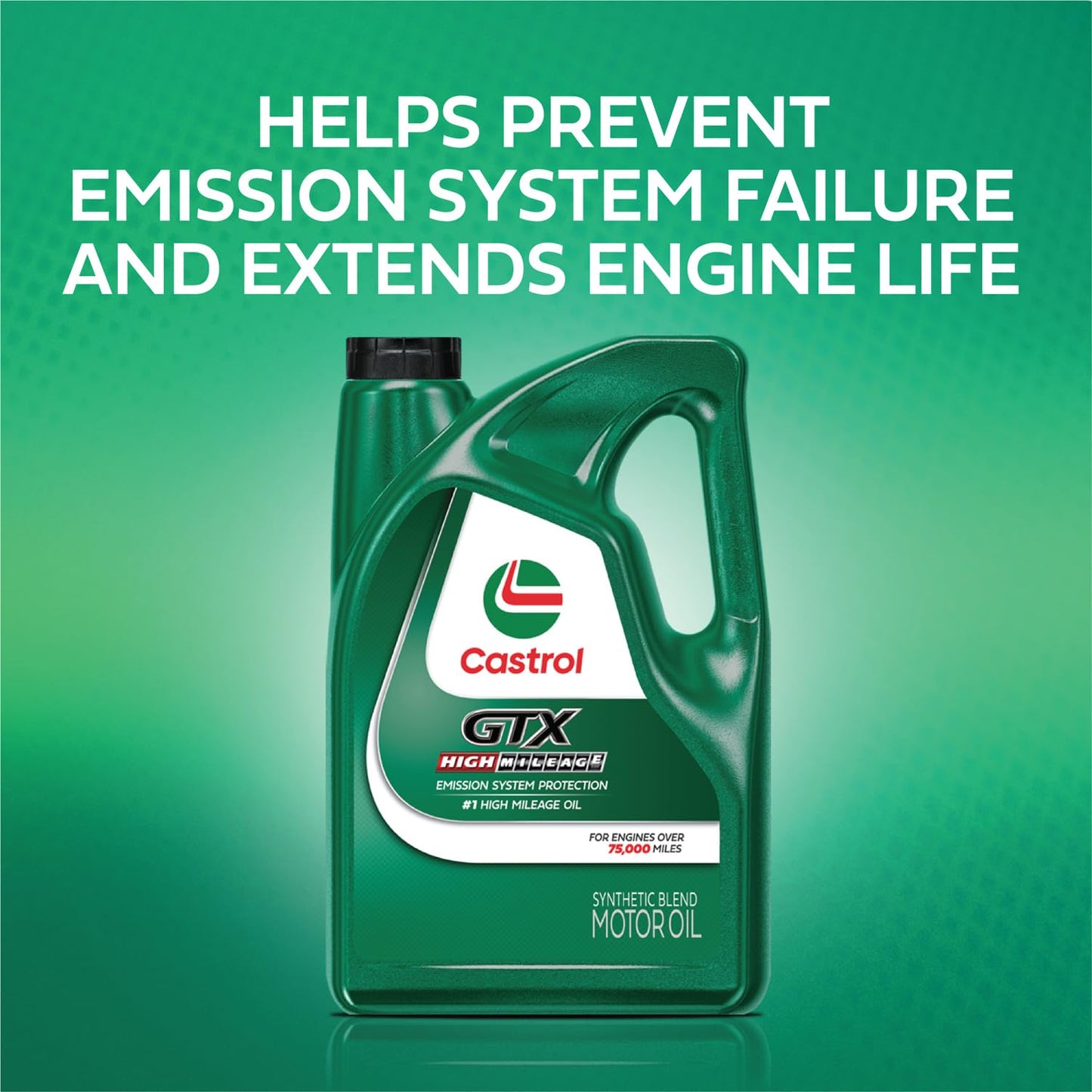 Castrol GTX High Mileage 10W-40 Synthetic Blend Motor Oil, 5 Quarts