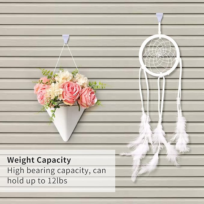 Biaungdo 24 Pcs Vinyl Hooks, Heavy Duty Stainless Steel White Vinyl Hangers, No Hole Needed Low Profile Siding Clips for Hanging Wreath, Outdoor Christmas Decorations