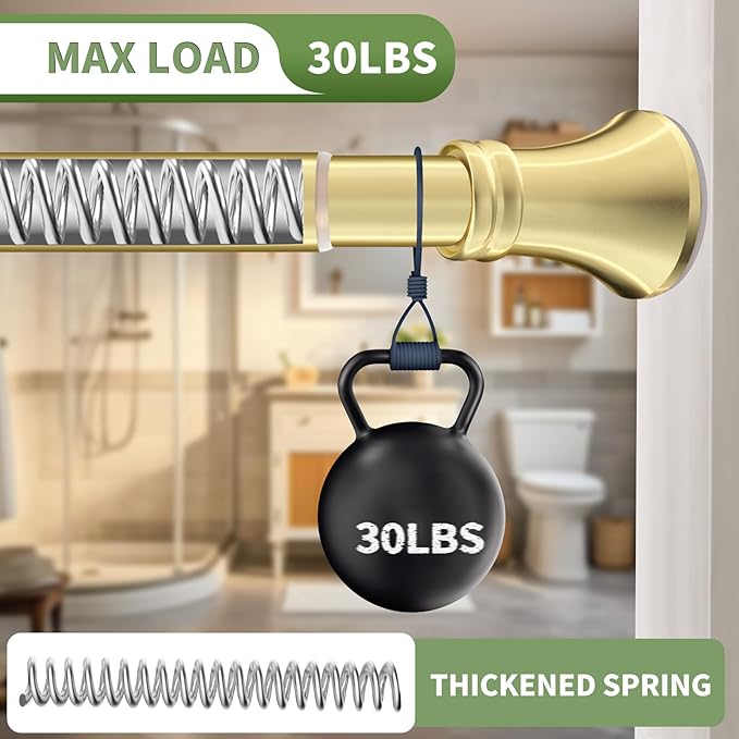 YNL Gold Shower Curtain Rod 36-68 Inch(3-5.67ft), No Slip No Drill Stainless Steel Spring Tension Curtain Rod, No Rust Shower Rod Adjustable For Bathroom closet