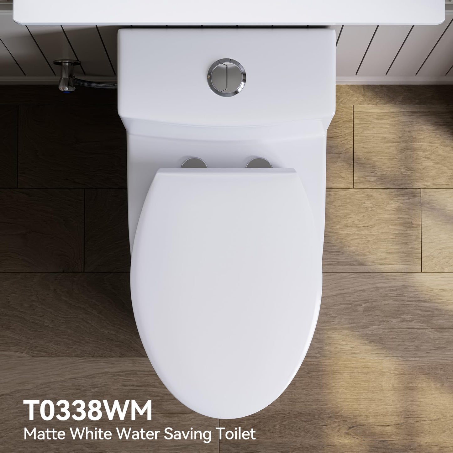 HOROW T0338WM Elongated One Piece Toilet Matte White, ADA Toilet 17.3" with Comfort Chair Height Seat, 0.8/1.28 GPF Powerful Dual Flush Toilet for Bathroom, 12" Rough-in Skirted Toilet Bowl
