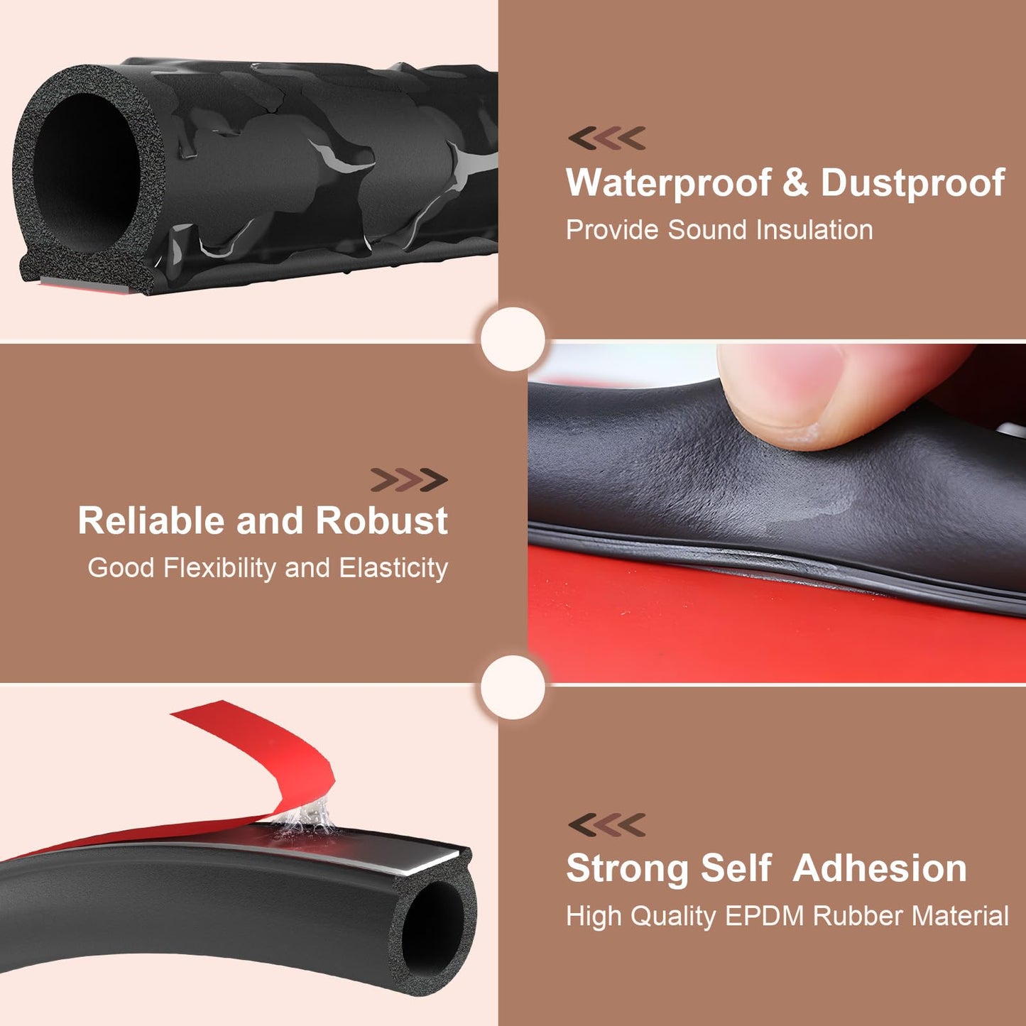 alophoty 20 Ft Rubber Weather Stripping Door Seal, D Shaped Automotive Weather Stripping, Car Door Seal Strip, Self Adhesive Soundproofing Weatherstripping for Doors Windows Car Truck Auto