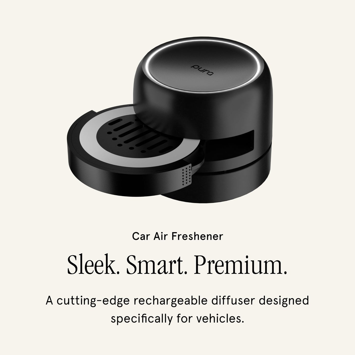 Pura Car Pro - Smart Fragrance Diffusion - Rechargeable & Cordless Fragrance Diffusion - Portable Smart Car Diffuser with USB-C Cable - Start & Stop Accelerometer Detects Motion - Diffuser Only