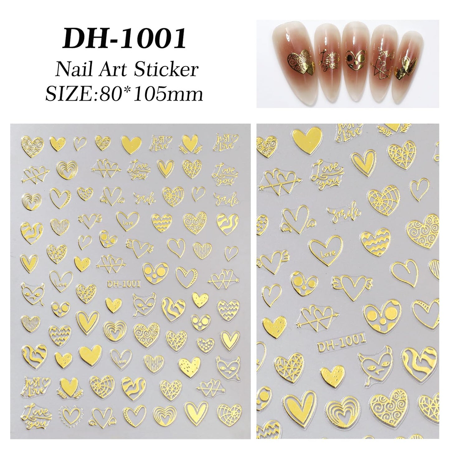 7 Sheets Heart Nail Stickers for Nail Art Valentine’s Day Nail Decals 5D Self-Adhesive Coloful Metal Heart Nail Design Valentines Day Nails Supplies for Women Girls DIY Nail Art Decor