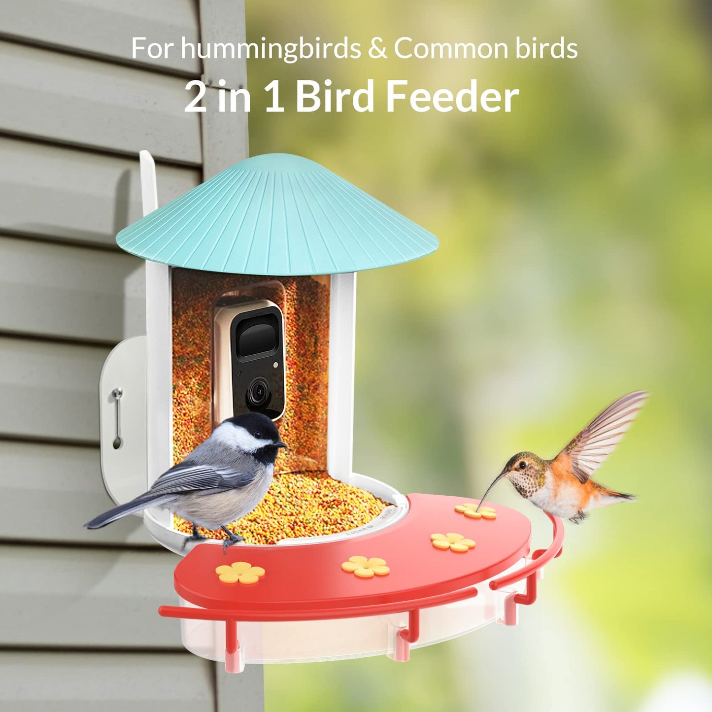 NETVUE Birdfy Camera with Birdfy Hummee Camera, Smart Bird Feeder with Camera, Auto Capture Bird Videos & Birdwatching Up-Close, 2in1 Feeders Attract More Hummingbirds, Ideal Gift