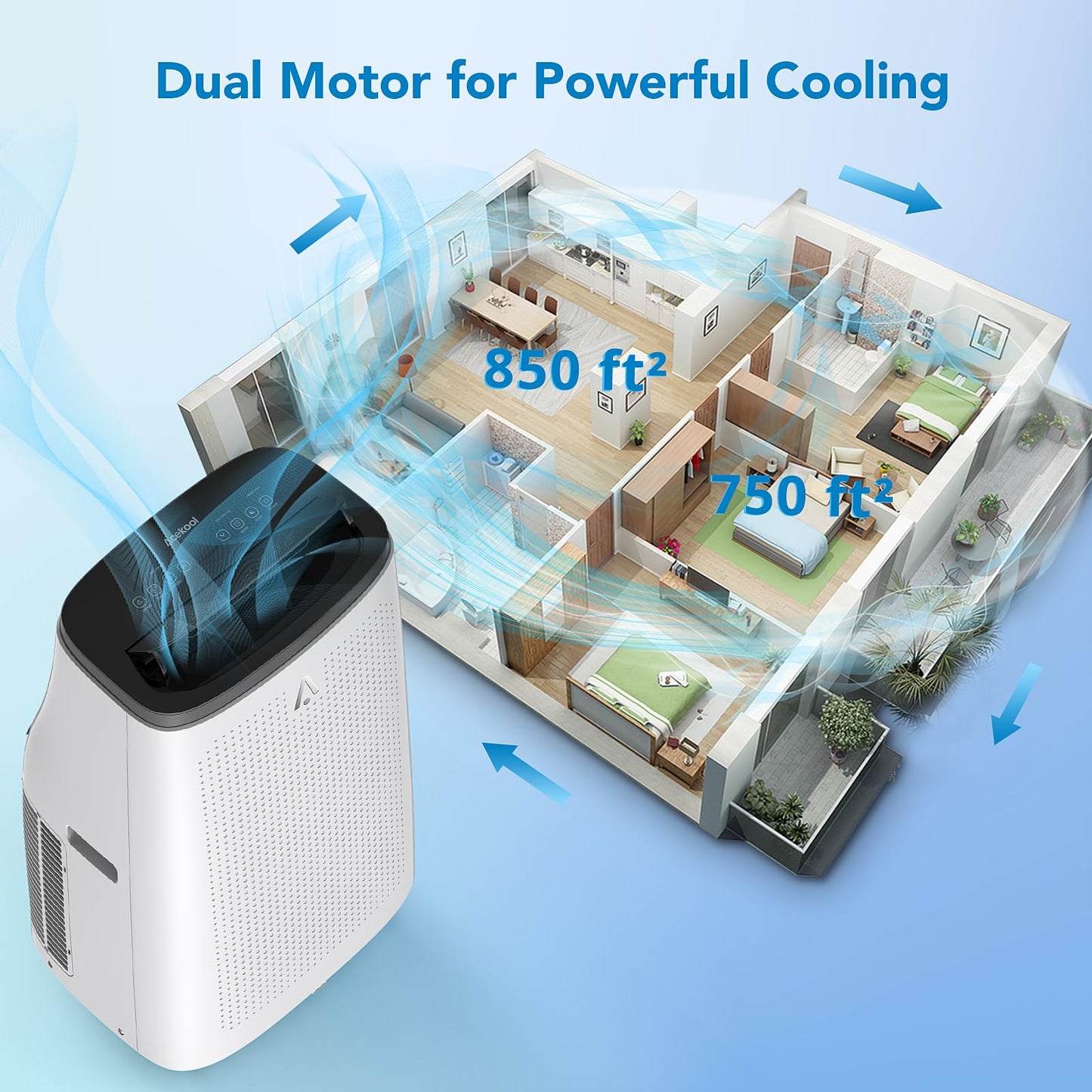 15000 BTU Portable Air Conditioner - Cools 700-850 Sq Ft Rooms, 3-IN-1 Quiet Portable AC Unit, Full Installation Kits for Large Room, Sleep Mode, Auto Swing, 24H Timer, White