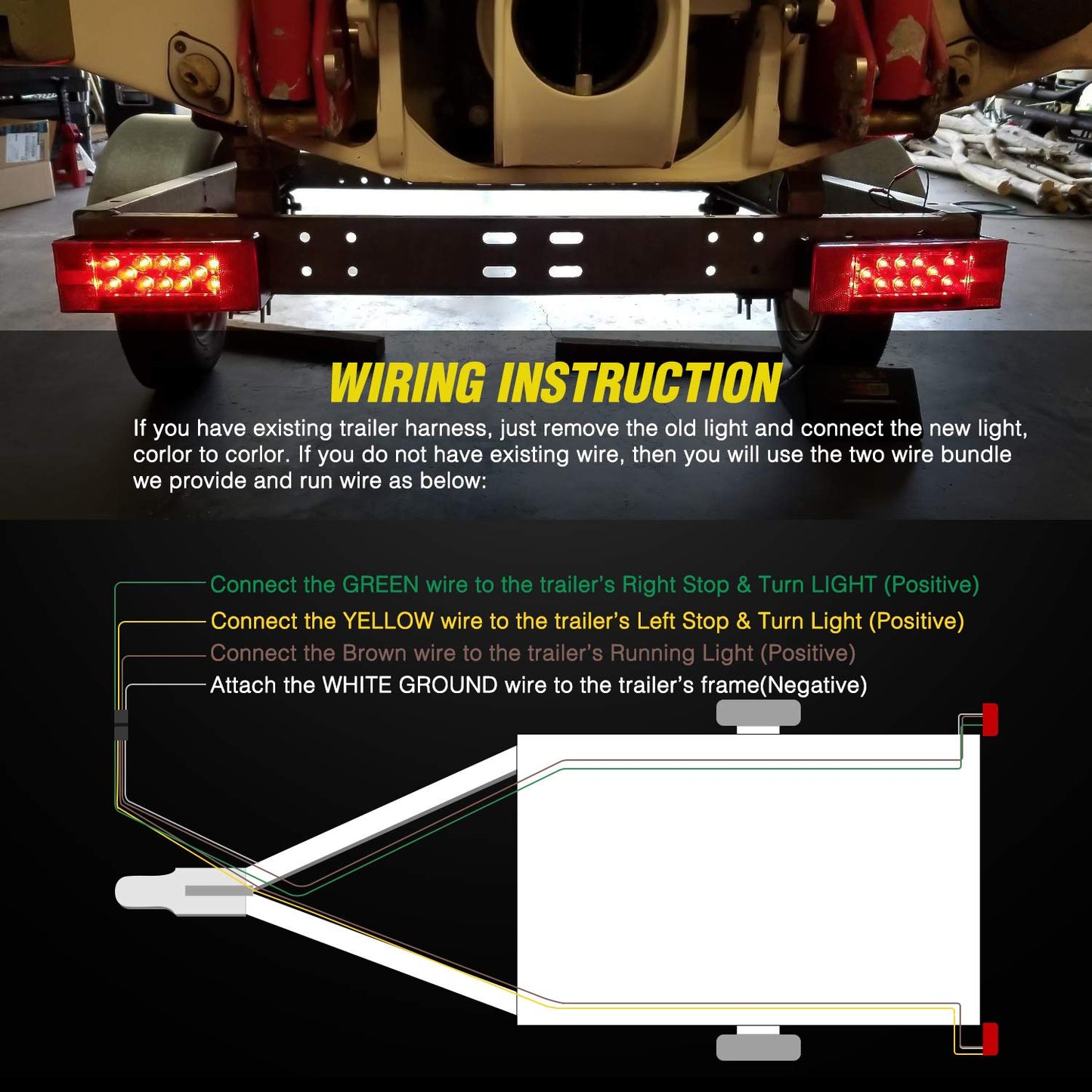 Nilight TL-20 2PCS Submersible Kit Low Profile Rectangular LED Stop Tail Turn Signal Side Marker Light on 12V RV Pickup Trucks Marine Boats Trailers