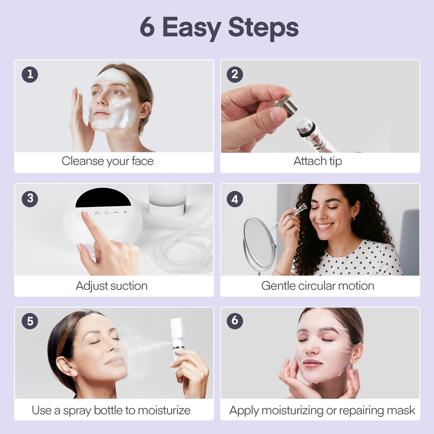 Diamond Micro-dermabrasion Machine, 2 in 1 Dermabrasion Facial Machine for Exfoliation & Blackhead Removal, Home Use Facial Skin Care Device