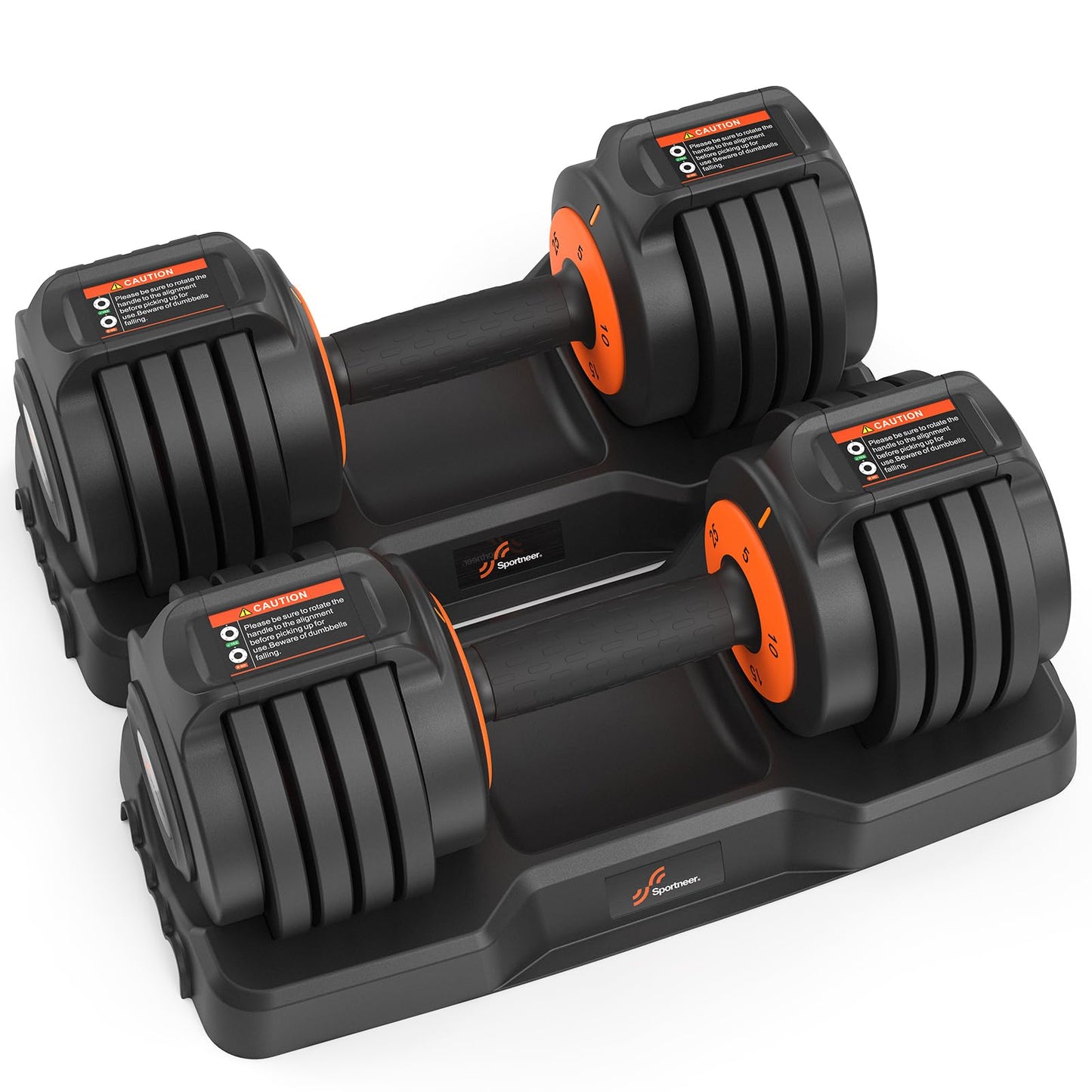 Adjustable Dumbbells Set of 2: Sportneer 5 in 1 Free Weights Dumbbells Set, Each 25 lbs Fast Adjust Weights with Anti-Slip Texture Handle for Men Women Home Gym Strength Training Equipment Pair
