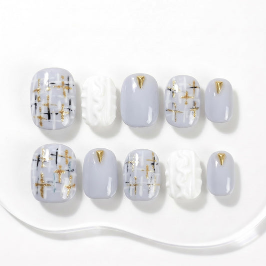 Sun&Beam Nails Handmade Short Medium Coffin Ballerina Green False Nail Tips with Cute 3D Pearl Popular Charm Design Press On Nails 10 Pcs (S, #46)