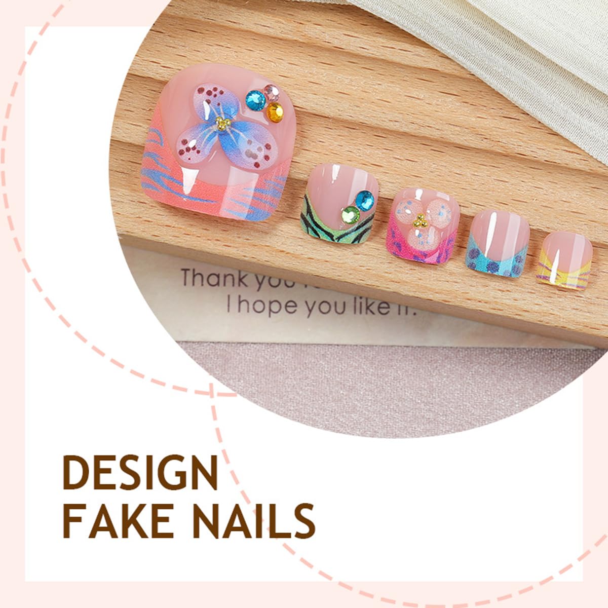 yefiuo 3D Flowers Press on Toenails Leopard French Toe Press on Nails Tips Kit Fake Toe Nails Press ons False Toenails Rhinestones Acrylic Glue on Nails Stick on Nails for Women Nail Supplies 24Pcs