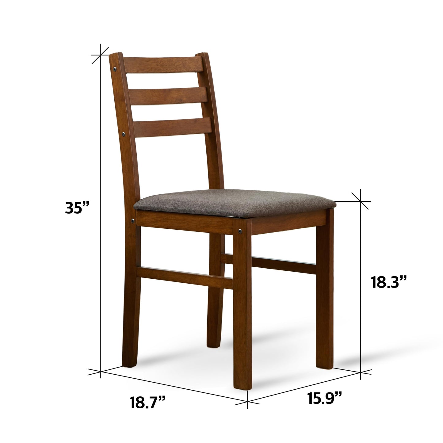 Livinia Seattle 5-Piece Wooden Dining Table Set for 4, Modern Farmhouse Kitchen Dining Room Set with Solid Wood Ladder Back Chairs for Small Space (Antique)