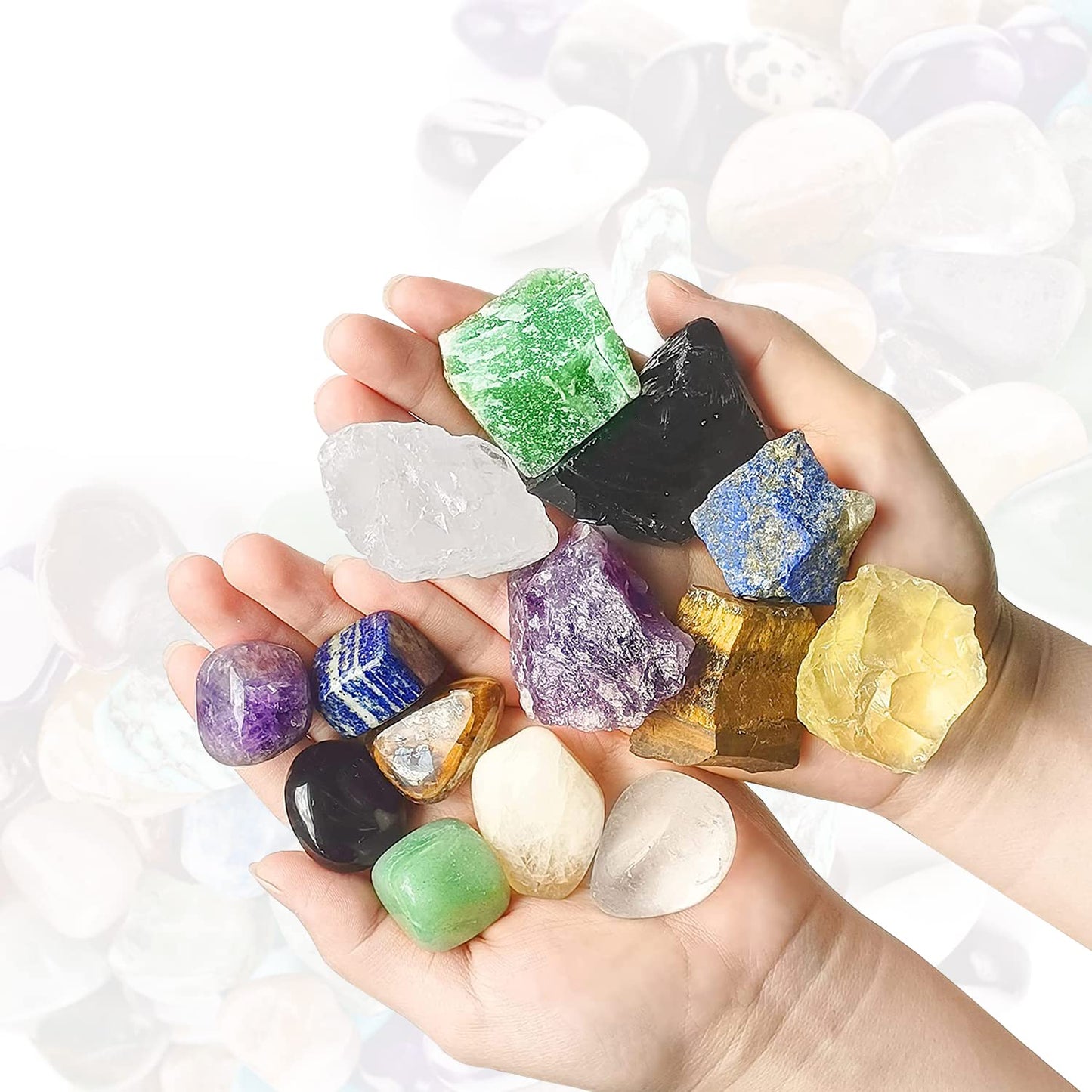 Clear Quartz Healing Crystal Stones, 1.25-2.0" Large Reiki Healing Gemstones Natural Tumbled Polished Stones for Energy Witchcraft Therapy Meditation