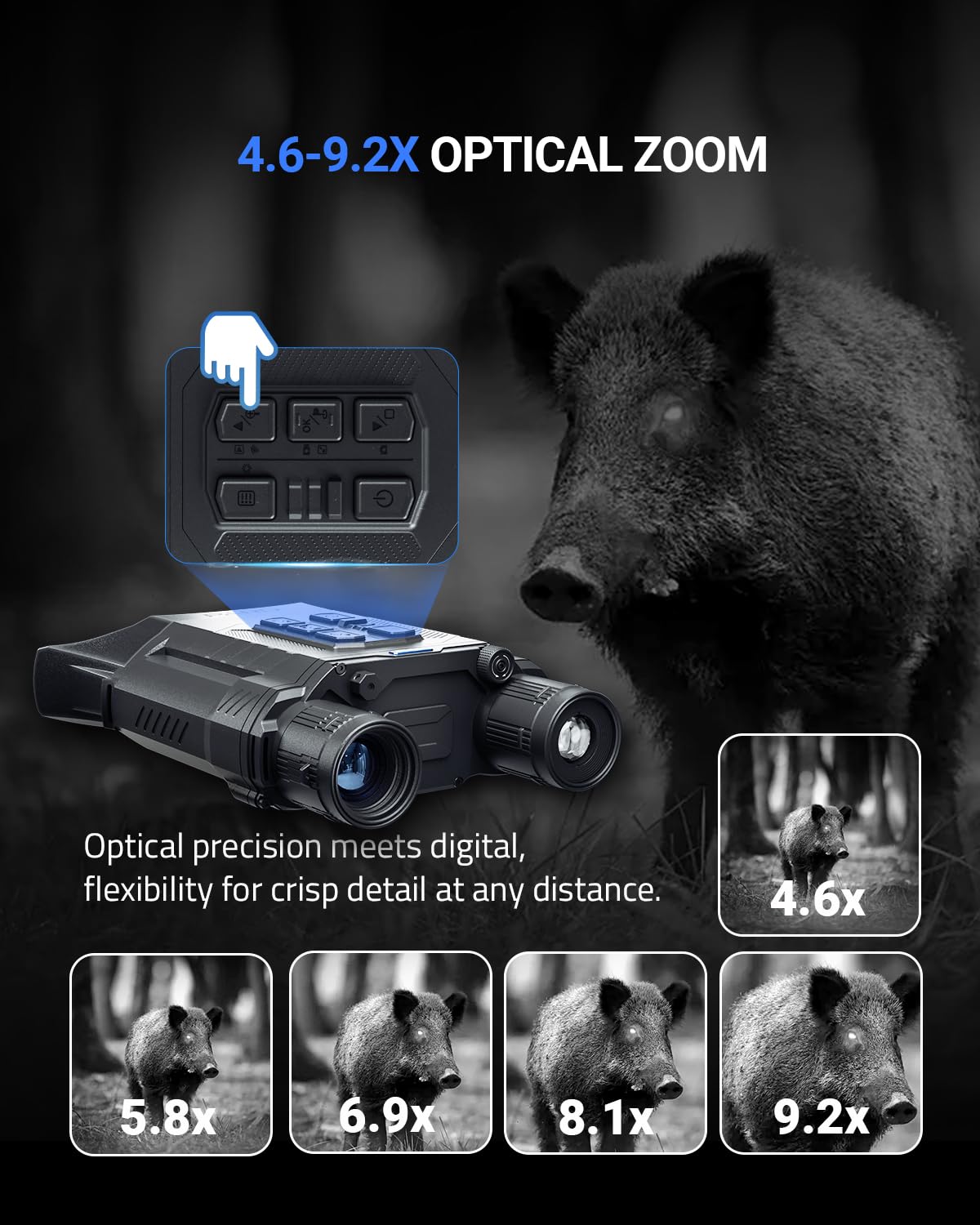 Merlin Night Vision Binoculars,9.2X Zoom Digital Night Vision Goggles for Adults with 1150FT IR Range,Photo & Video Recording,5000mAh Battery, App Control,IP67 Monocular for Hunting Camping & Security
