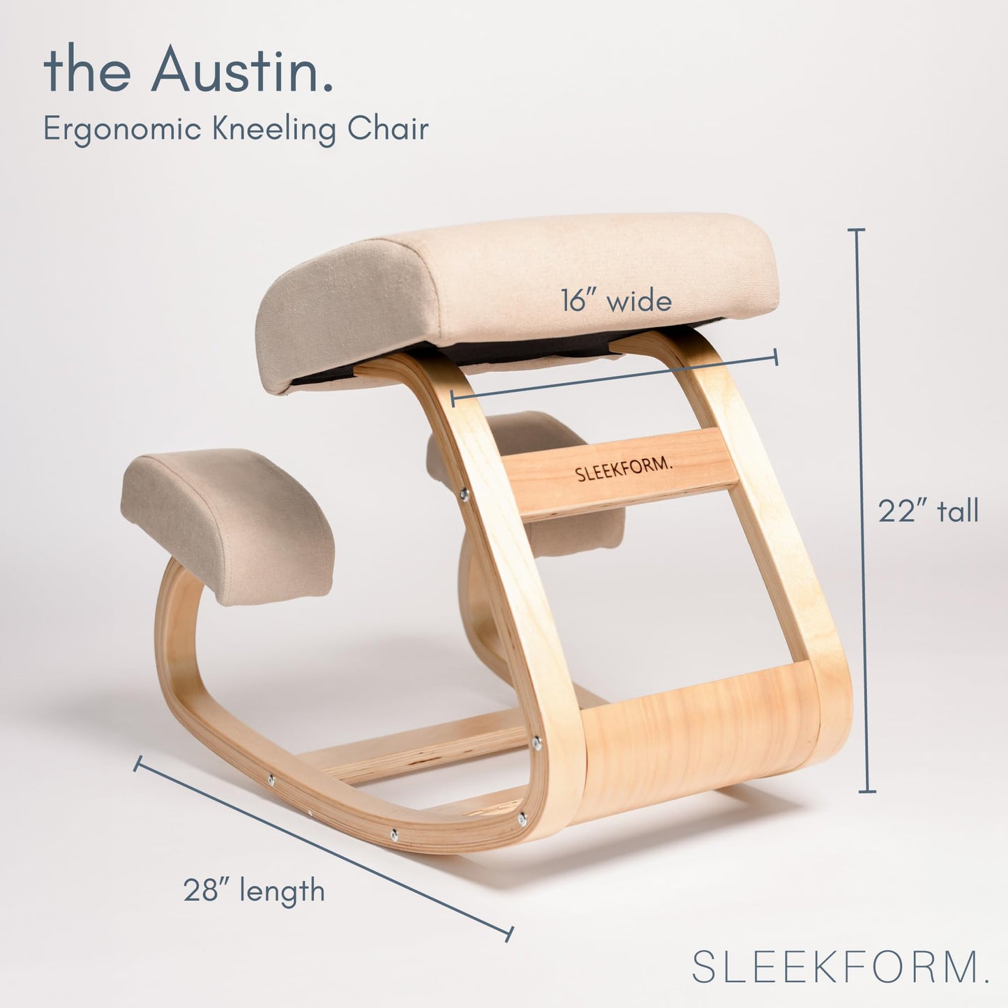 Sleekform Wooden Folding Desk, Small Folding Table Portable with Collapsible Hairpin Legs, Austin Kneeling Chair, Home Office Ergonomic Computer Desk Stool