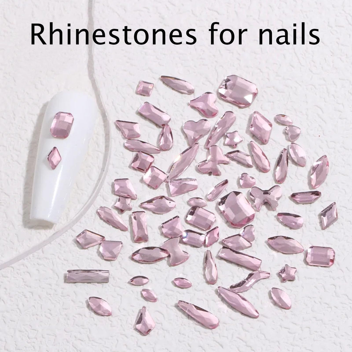Kaipheiquan Light Pink Nail Rhinestones Kit, 18 Types of 900 Special-Shaped Nail Diamonds + 3200 Flat-Bottomed Nail Rhinestones, Nail Crystal Rhinestones for Manicure with Tweezer + Pickup Pen
