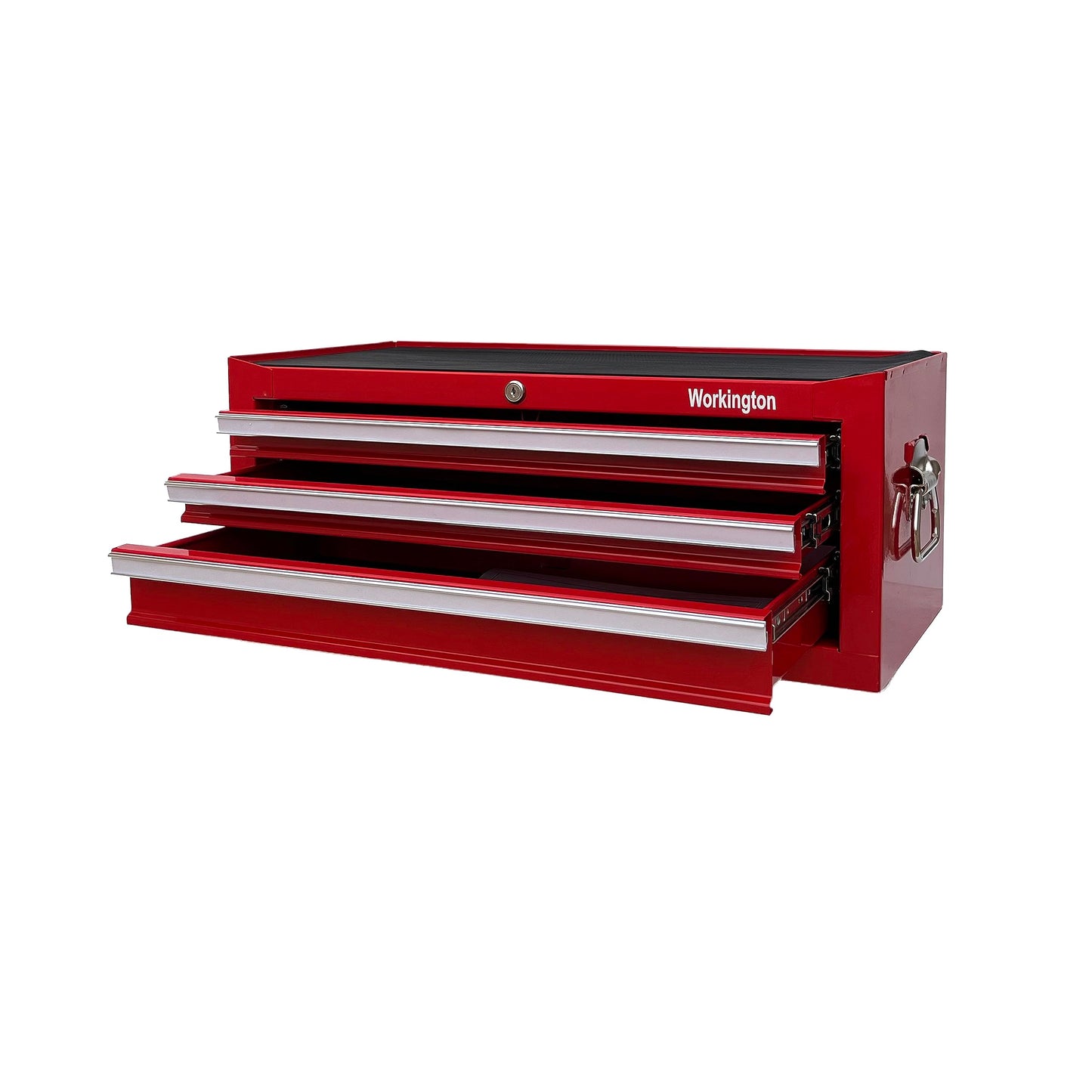 Workington Industrial 3 Drawers Portable Metal Intermediate Box, 26" Middle Tool Chest Cabinet with Ball Bearing Drawer Slides, Steel Tool Storage Box Organizer 4009 Red