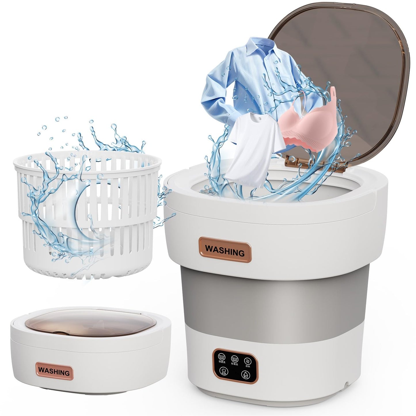 Underwear Washer, Portable Mini Washing Machine Rechargeable Cordless Deep Cleans Small Laundry for Bra, Underwear, Socks, Travel, Apartment, Dorm, RV, Hotel Use 1.4L(White)