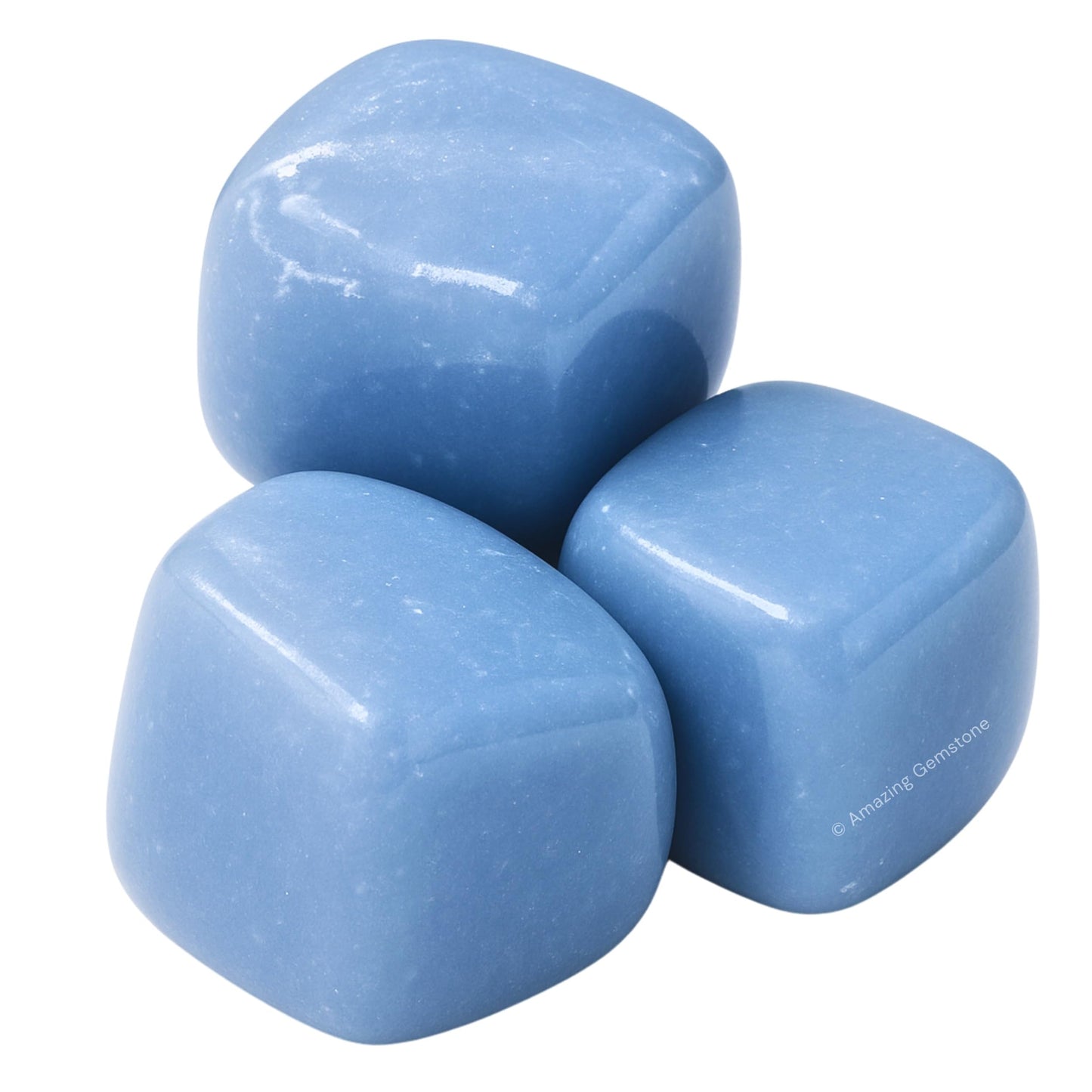 Amazing Gemstone Angelite Crystals and Healing Stones Tumbled - 1000+ Cratas, Natural Healing Stones for Energy Balance, Stress Relief - Premium Polished Gems Rocks for Meditation & Wellness