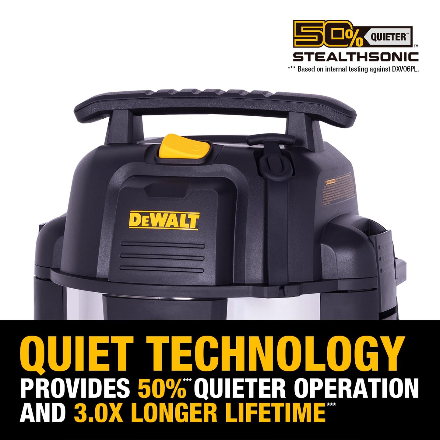 DEWALT 10 Gallon STEALTHSONIC Wet Dry Vacuum, DXV10S-QT Newest Noise Reduction Shop Vac, Ultra Quiet Shop Vacuum Wet and Dry for Home, Garage, Car, Workshop, Stainless Steel Tank, 5 Peak HP
