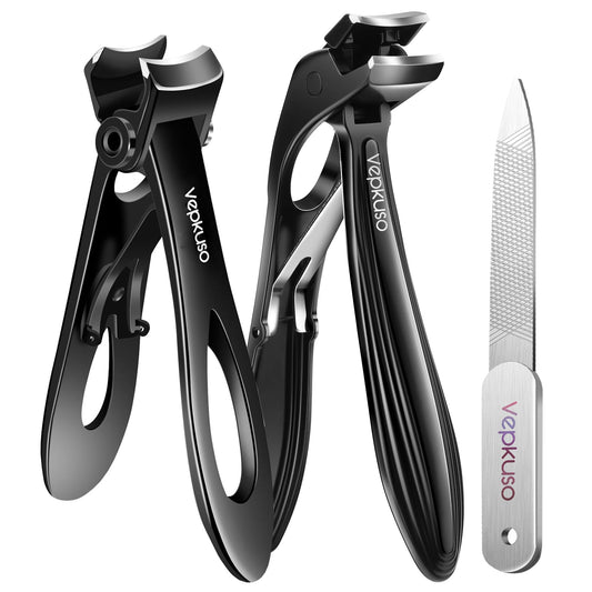Toenail Clippers for Seniors & Thick Nails - Heavy Duty Stainless Steel Nail Clippers for Thick Toenails - Toenail Clippers with Wide Jaw - Men, Women, Elderly Manicure Set