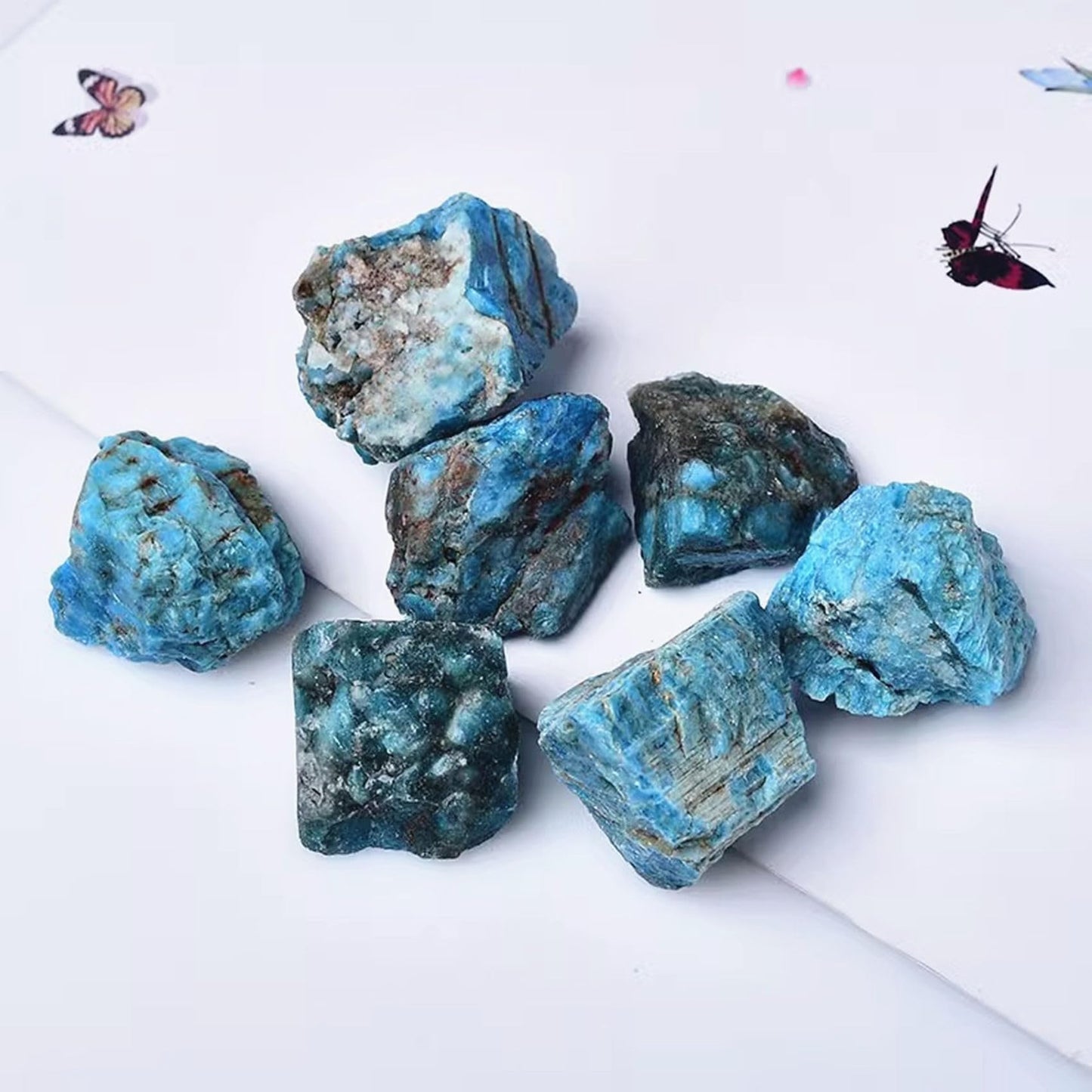Apatite Raw Crystals Healing Crystals Natural Rough Stones 1.2-2" for Tumbling, Fountain Rocks, Yoga, Meditation, Polishin, Gift 4