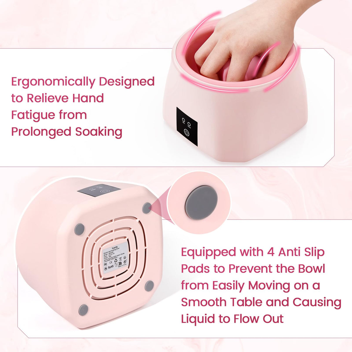Yokilly Nail Soaking Bowl Heated: 50% Faster Nail Soak off Bowl for Women Nail Beginner - Electric Manicure Nail Bowl for Home Salon