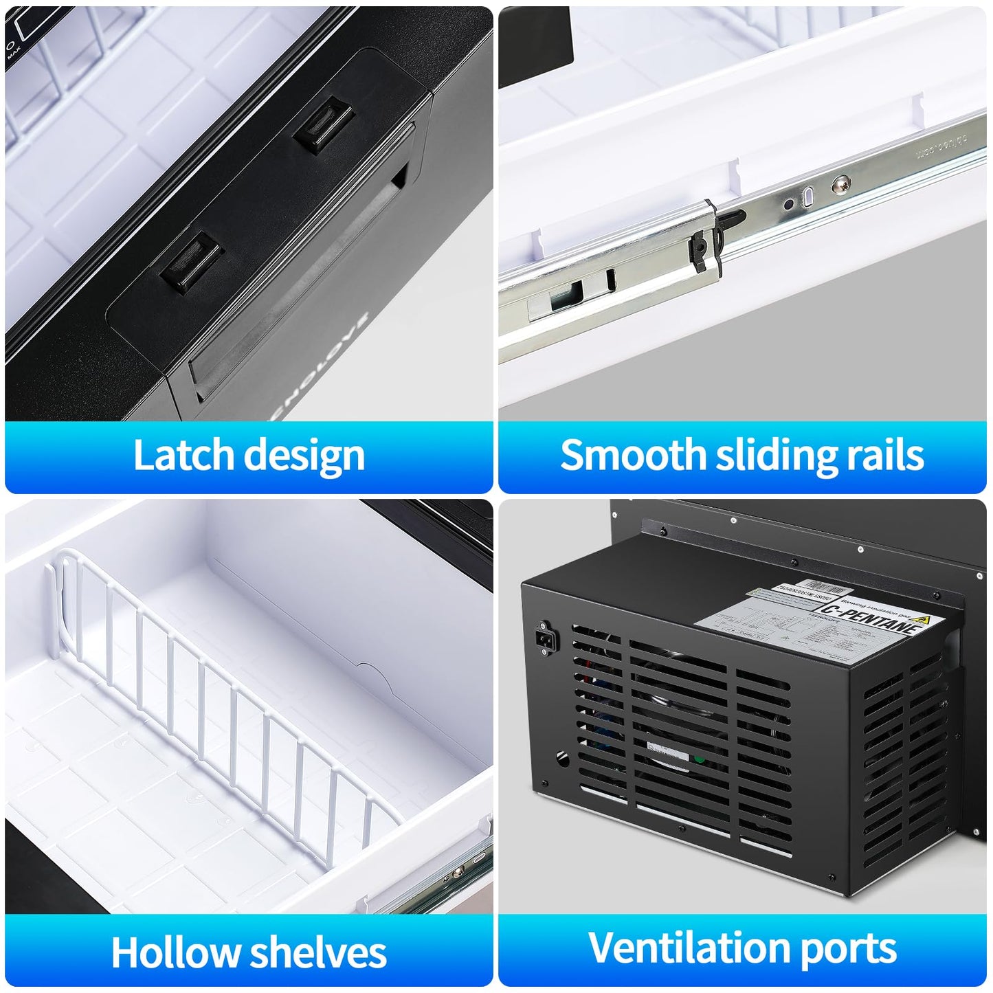 12 Volt Drawer Refrigerator 33QT（32L）12V RV Fridge Freezer,(-4℉-68℉) Portable Refrigerator,Car Cooler for Travel Car Fridge Freezer, Travel Camping Road Trips Tailgating, Truck Van SUV 12/24V DC
