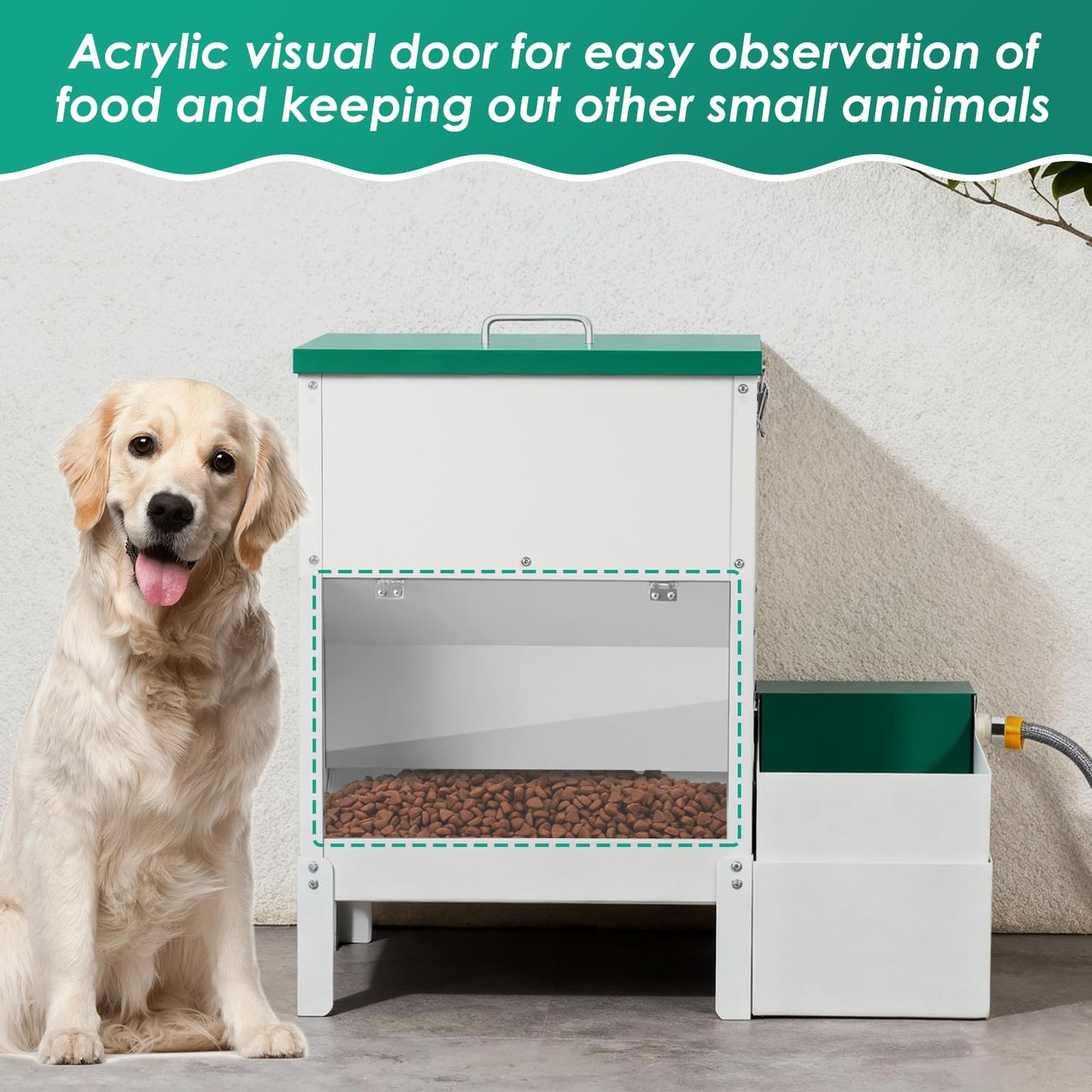 PKNYBZH 38L Automatic Dog Feeder Large Breed and Automatic Dog Water Dispenser for Large Dogs