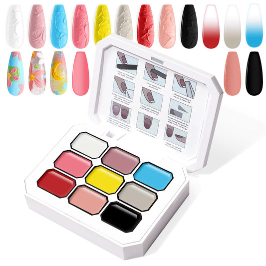 U-Shinein Gradient Painting Gel, 9 Colors Ombre Gel Nail Polish Oil Painting 3D Sculpture Effect for Pigment Pat Nails French Manicure DIY Nail Art Long-lasting Soak of UV/LED Artistic Inspiration