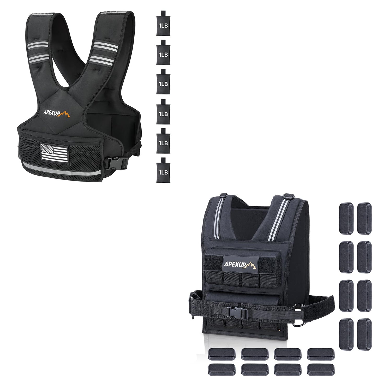 APEXUP Adjustable Weighted Vest 20lbs + Adjustable Weighted Vest 4-10lbs