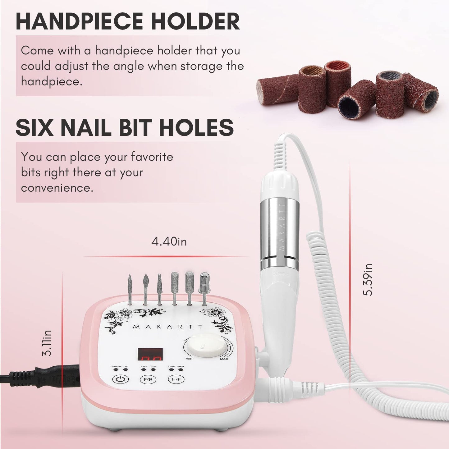 Makartt Nail Drill - Professional 35000RPM Electric Nail File Machine, Genesie Nail Efile with LCD Screen, Drill Bit Set for Acrylic Gel Nail Removing Shaping Polishing Nail Tech Salon Home DIY Use