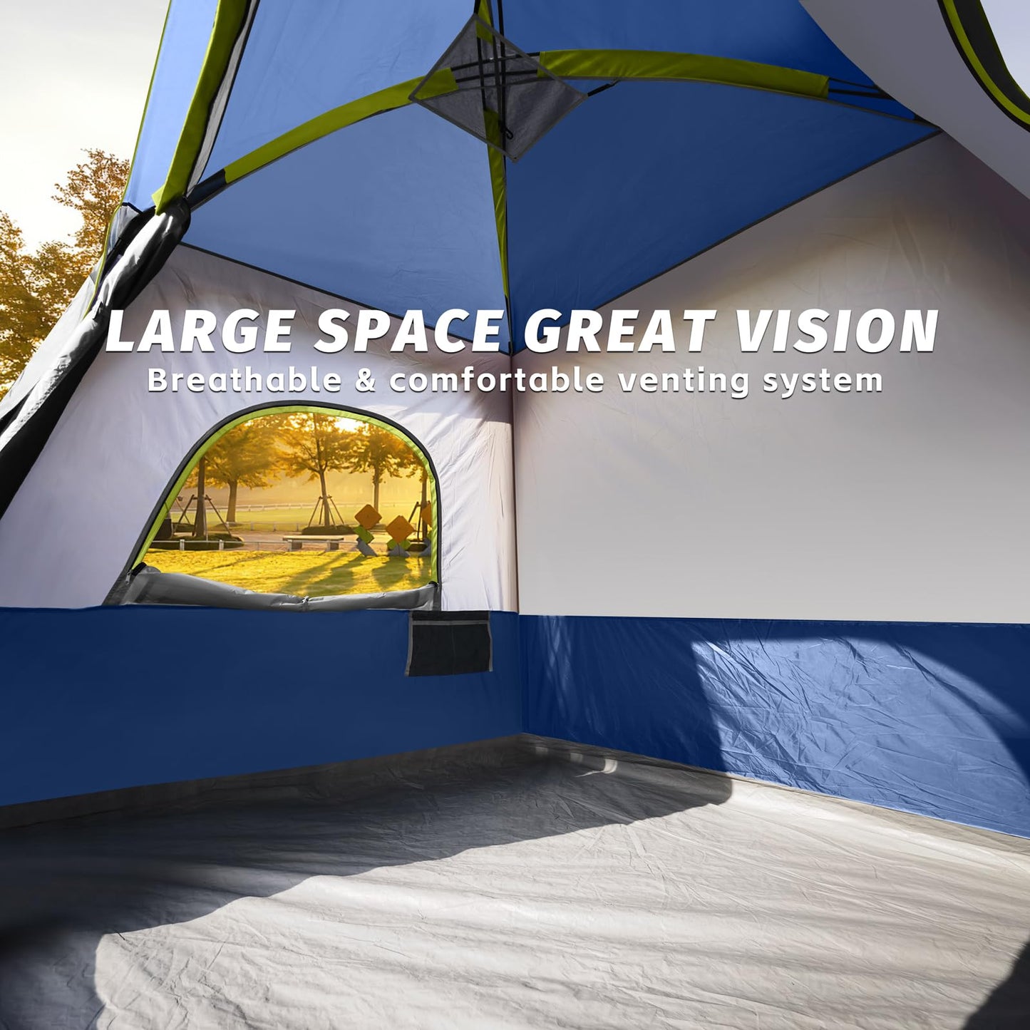 UNP 4-Person Tent, Portable Cabin Tent, Camping Tent 4-Person Easy Set Up, Waterproof with Top Rainfly for Outdoor Camping/Hiking (Dark Blue)