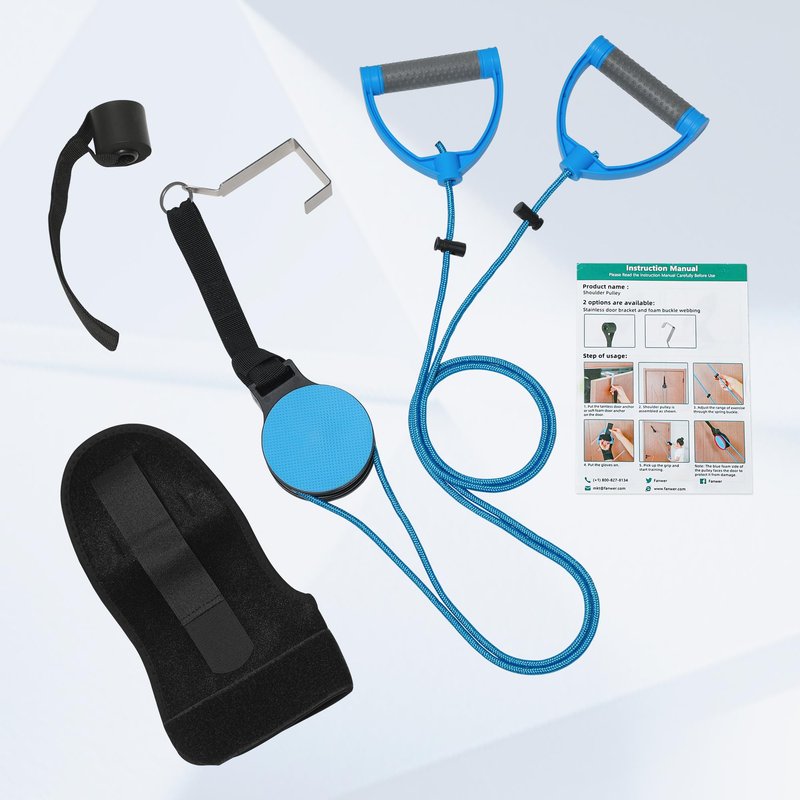 Fanwer Shoulder Pulley for Physical Therapy, Over The Door Pulley for Shoulder Rehab, Overhead Arm Exercise Pulleys for Rotator Cuff Recovery, Frozen Shoulder, Workout Pulley System for Home Gym