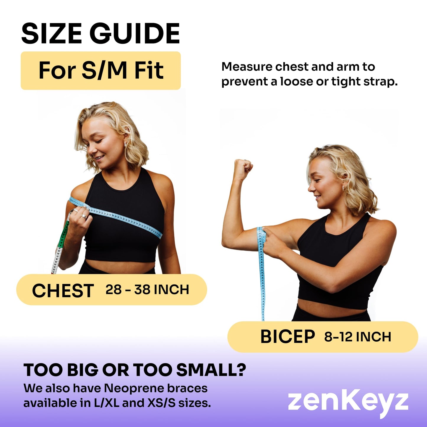 ZENKEYZ Shoulder Brace for Men & Women - Size S/M (Chest 28-38") - Gray Neoprene Compression Sleeve - Adjustable Strap for Rotator Cuff & Joint Stability - Integrated Ice/Heat Pocket - Ambidextrous Support"