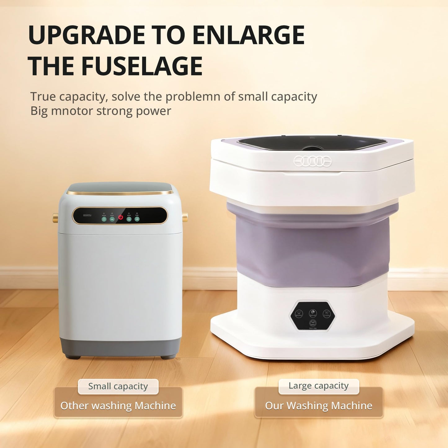 Welsteepse Portable Washing Machine, 16L Upgraded Mini Washer with Spin Basket Laundry Machine for Baby Clothes, Underwear, Socks; Ideal for Travel, Dorms, Camping (purple)