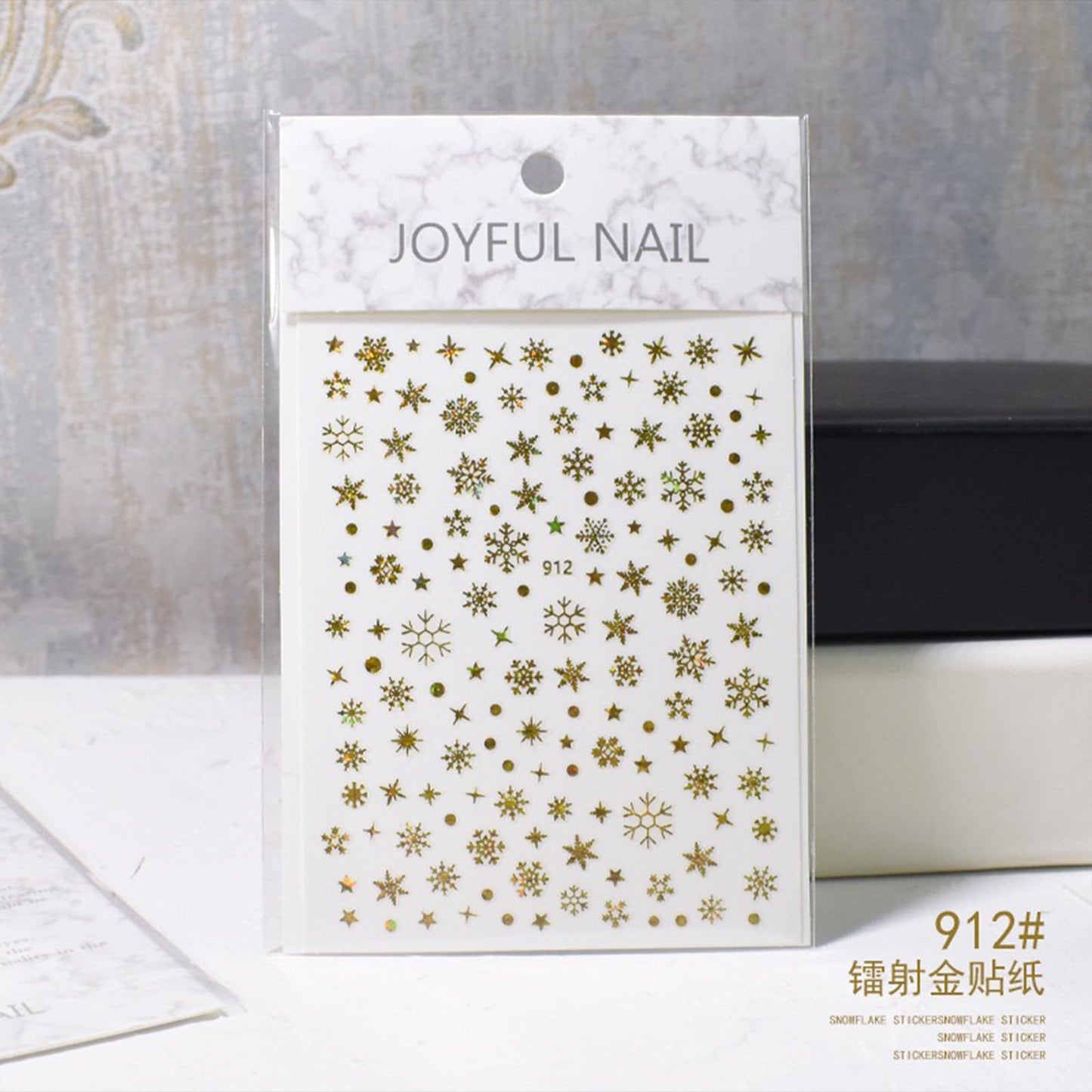 Gold Snowflake Nail Art Stickers Gold Christmas Nail Decals 3D Self-Adhesive Golden Metal Snowflake Design Nail Supplies for Women Christmas Nail Decorations