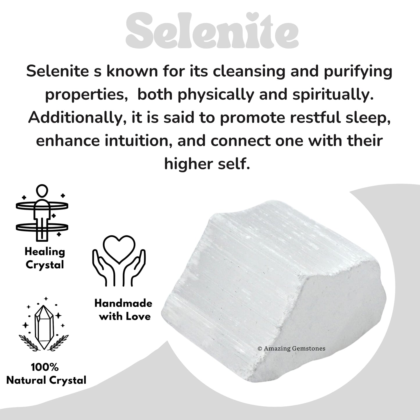 Amazing Gemstone Black Tourmaline Selenite Crystal - 1/2 lb Bulk Raw Black Tourmaline Crystals and Selenite Healing Crystals for Protection, Crystal Grid, Energy Piedra Selenita Original