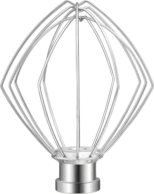 K45WW Stainless Steel 6 Wire Whip Attachment for KitchenAid 4.5-5 Quart Tilt-Head Stand Mixer Whisk Attachment for Whipping Egg Whites, Cream and Cake Batter, Fast Whisk Attachment fits