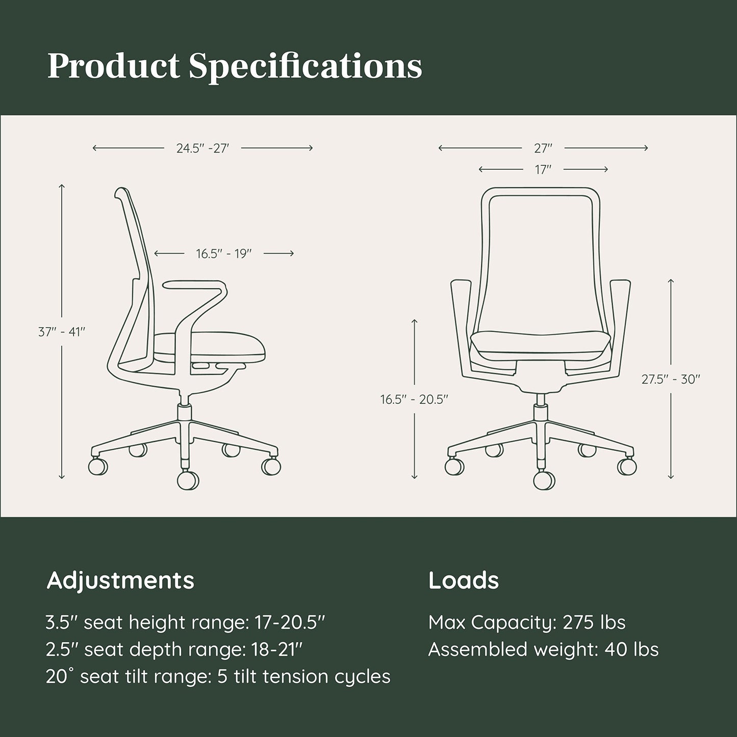 Branch Verve Chair - High Performance Executive Office Chair with Contoured Back and Adjustable Lumbar Support - High Density Foam Cushion and 3D Knit Back - Fits 5' to 6', Up to 275 lbs, Cobalt