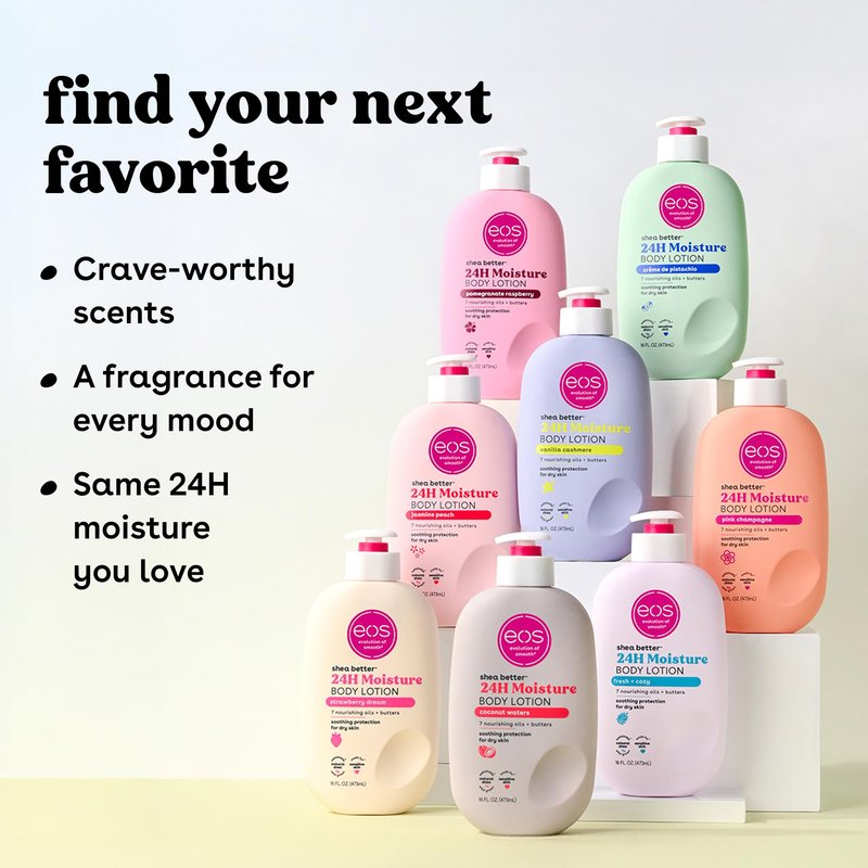 eos Shea Better Body Lotion Set- Vanilla Cashmere & Coconut Waters, 16 fl oz, 2-Pack