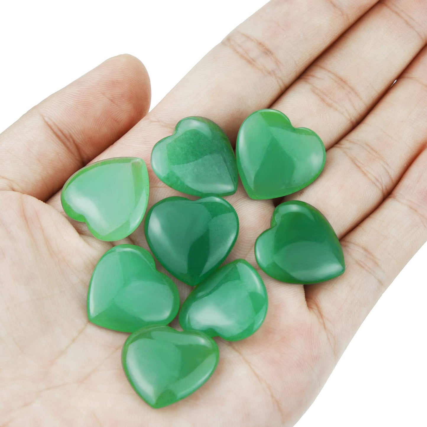 Marrywindix 15 Packs 0.8 Inch Healing Crystal Natural Green Aventurine Heart Love Carved Palm Worry Stone Chakra Reiki Balancing
