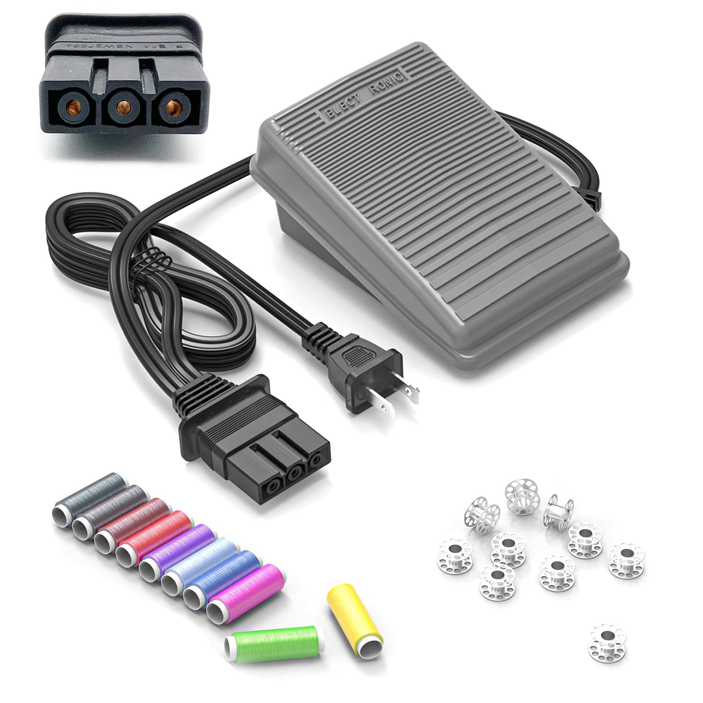 Sewing Machine Pedal and Power Cord for Brother, Compatible with Brother #J00360051 JX2517 LX3817 1034D XL2600i LS2125 XM2701 LX3125 KD1902 VX1120 LS1217 LX3014 LX2500 XR65 XL5130 XR3774 1634D ST371HD