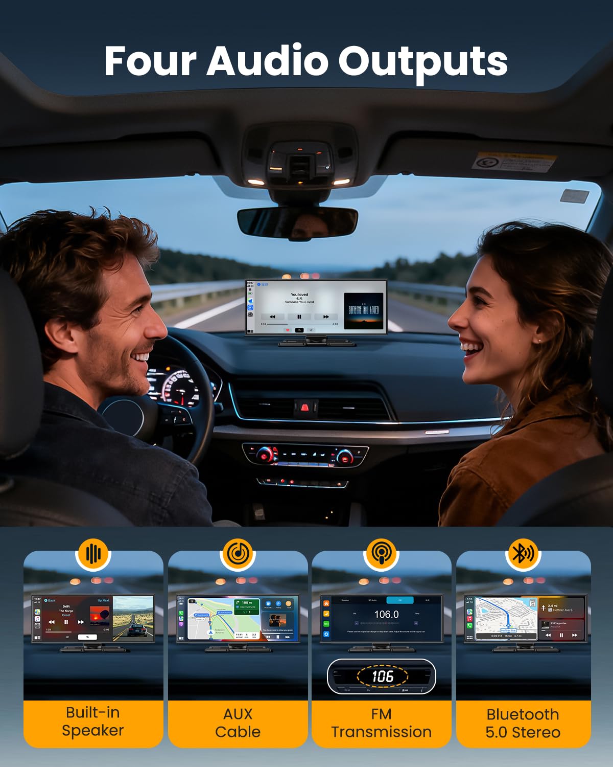 11.5" Largest Wireless Carplay Screen for Car, Portable Apple Carplay & Android Auto Touch Screen, 4K Dash Cam/App Control/1080p Backup Camera/Mirror Link/Voice Control/GPS/Bluetooth,for All Vehicles