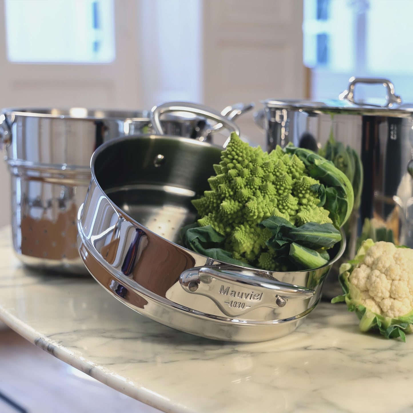 Mauviel M'Urban 4 Tri-Ply Polished Stainless Steel 12-Piece Cookware Set With Cast Stainless Steel Handles, Made In France