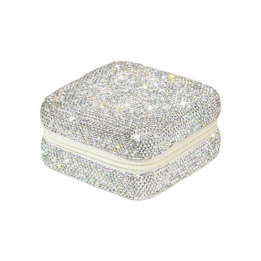 Lagnlnaoy Luxury Crystal Rhinestone Travel Jewelry Box, Portable Ring Earring Organizer Case, gifts for mom sister Gifts