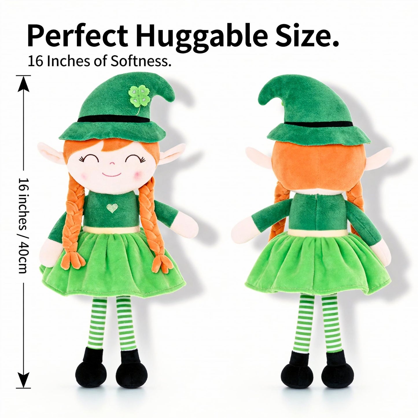 Gloveleya Plush Dolls Saint Patrick's Day Gifts Soft Blessings Doll Shamrock Wishes Plush Leprechaun Baby Girl Gifts