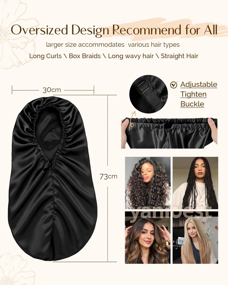 YANIBEST Long Bonnet Braid Bonnet for Sleeping Adjustable Satin Silk Bonnet for Braids Sleep Bonnet for Women Locs