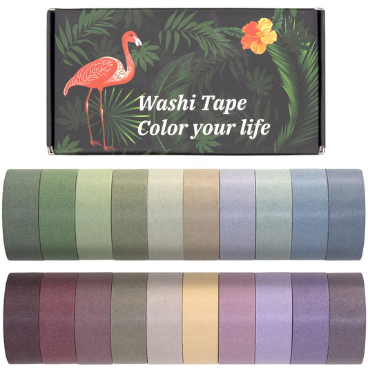 Mooker 39 Rolls Washi Tape Set - Morandi Colored Masking Tape, Thin Vintage Tape for Journaling, Scrapbooking Supplies, Crafts Aesthetic, Gift (Nature Color 10mm)