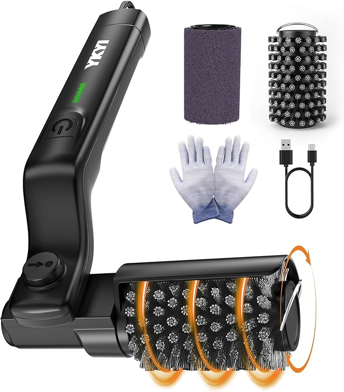 YKYI Electric Grill Brush - Cordless Rechargeable BBQ Cleaner with 180Â° Adjustable Head, 2600mah High-Torque Power Rotary BBQ Scrubber for Outdoor Stainless Steel Cast Iron Grates (Black)