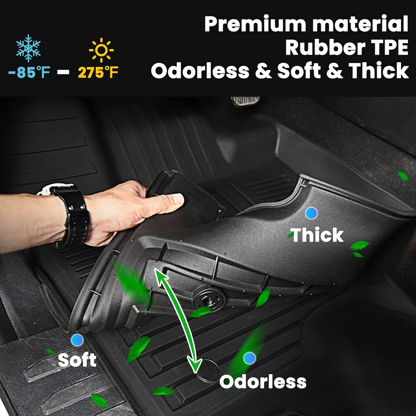 Auxko All Weather Floor Mats & Cargo Mat & Backrest Mat Fit for Jeep Grand Cherokee L 7 Seat (2nd Row Bench Seat) 2026 2025-2021 Liner Trunk Mat Accessories Odorless Black